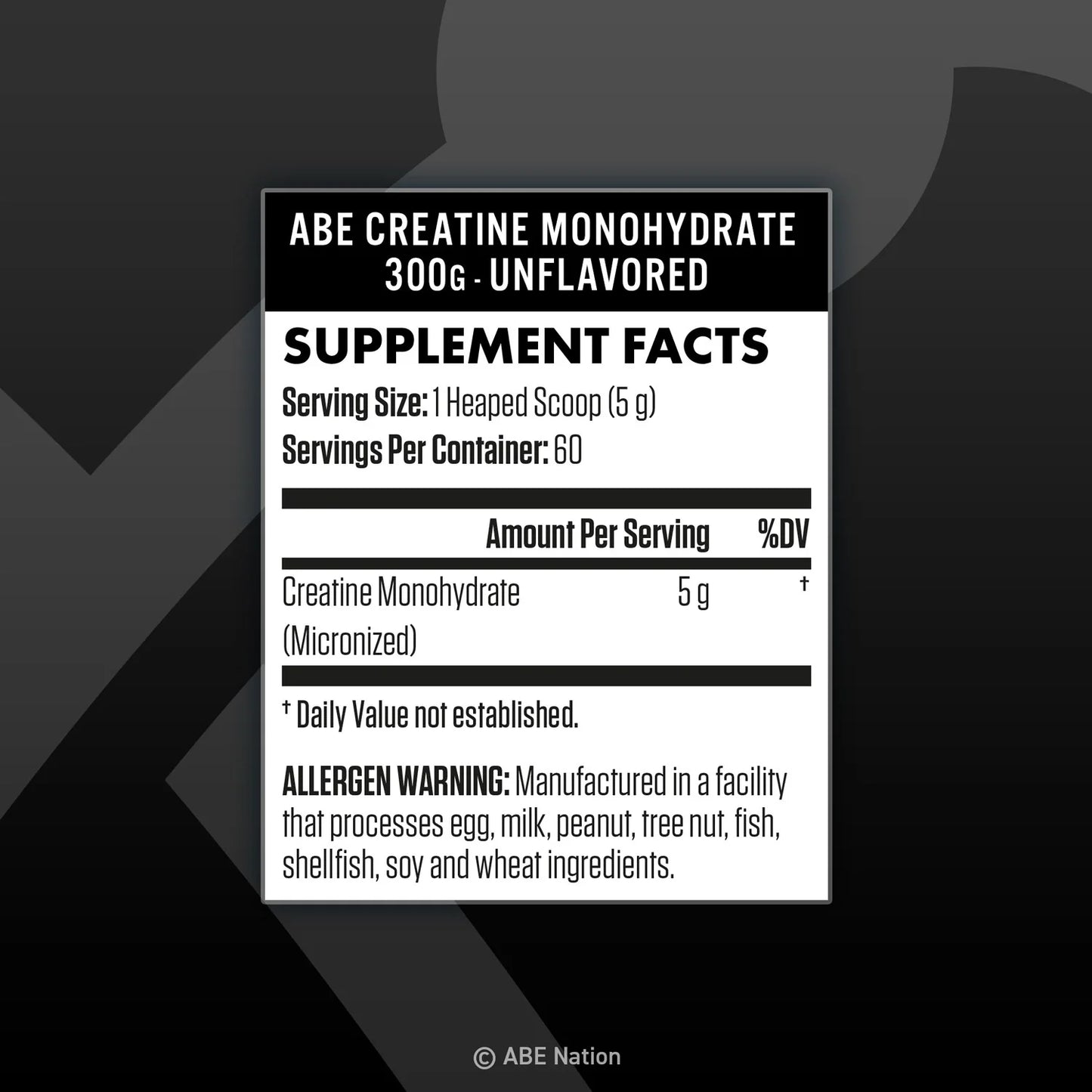 ABE CREATINE MONOHYDRATE UNFLAVORED