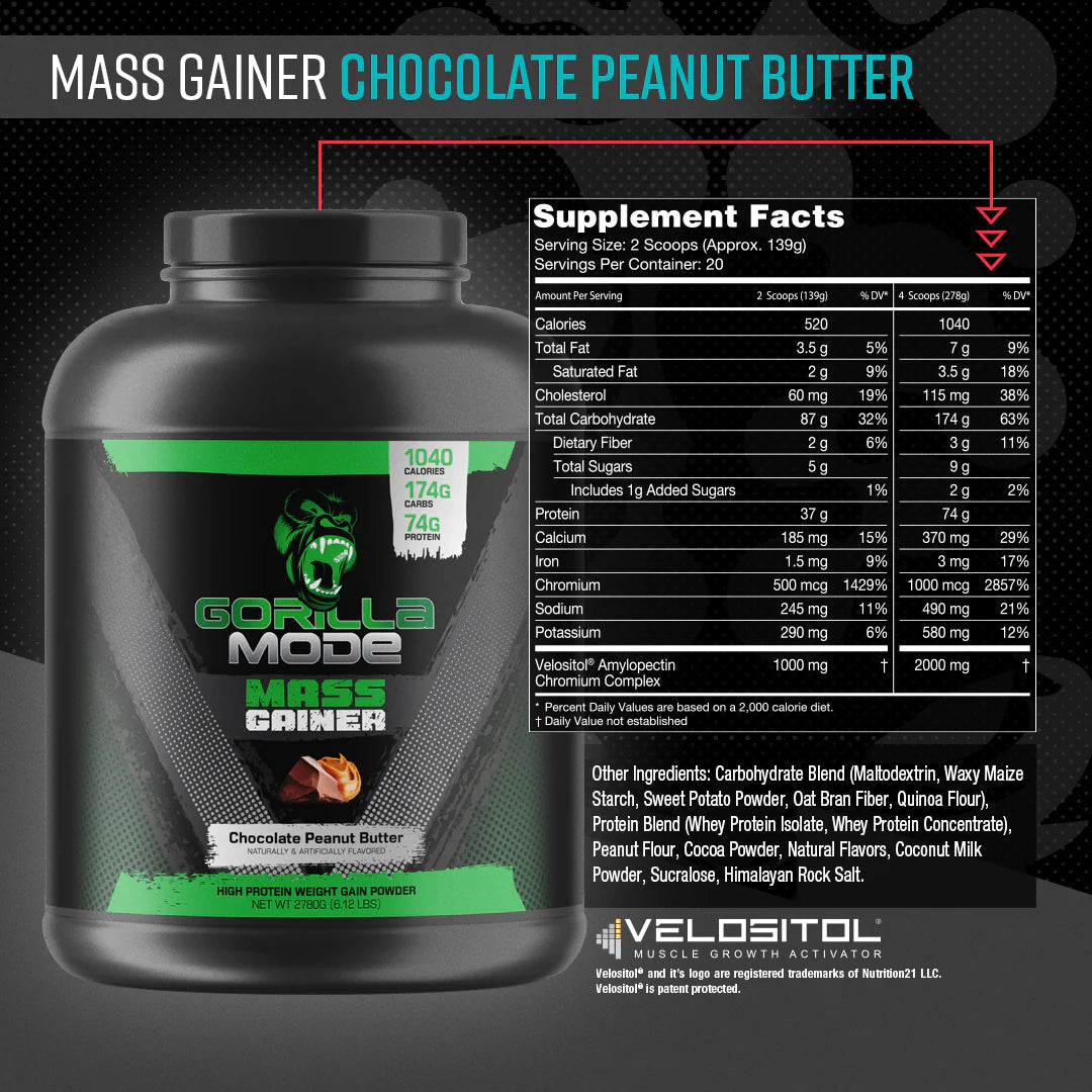 GORILLA MODE MASS GAINER CHOCOLATE PEANUT BUTTER