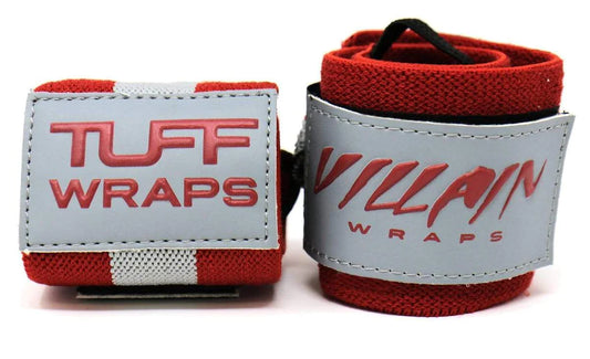 16" Villain Wrist Wraps - Red & Grey