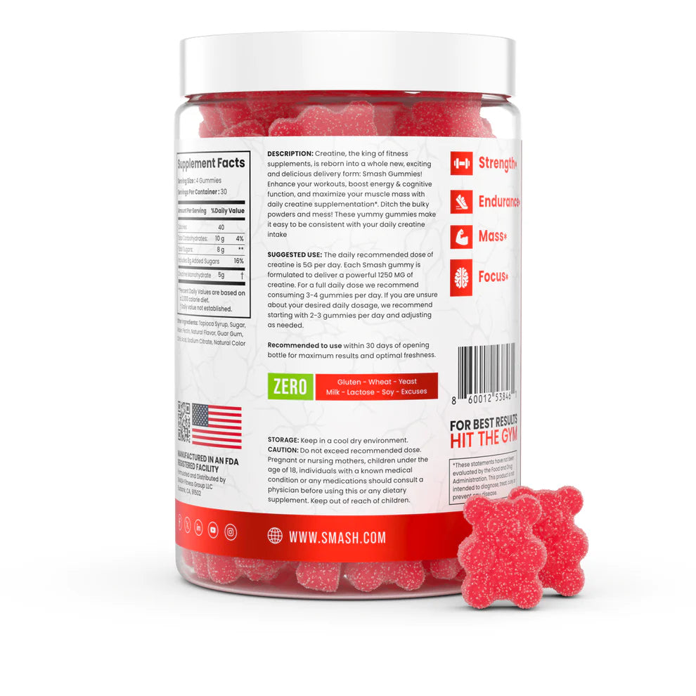 SMASH CREATINE GUMMIES STRAWBERRY BLAST