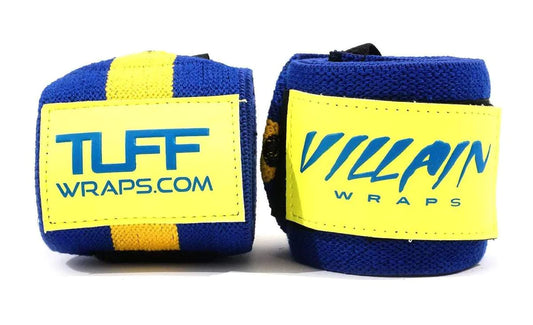 16" Villain Wrist Wraps - Blue & Yellow