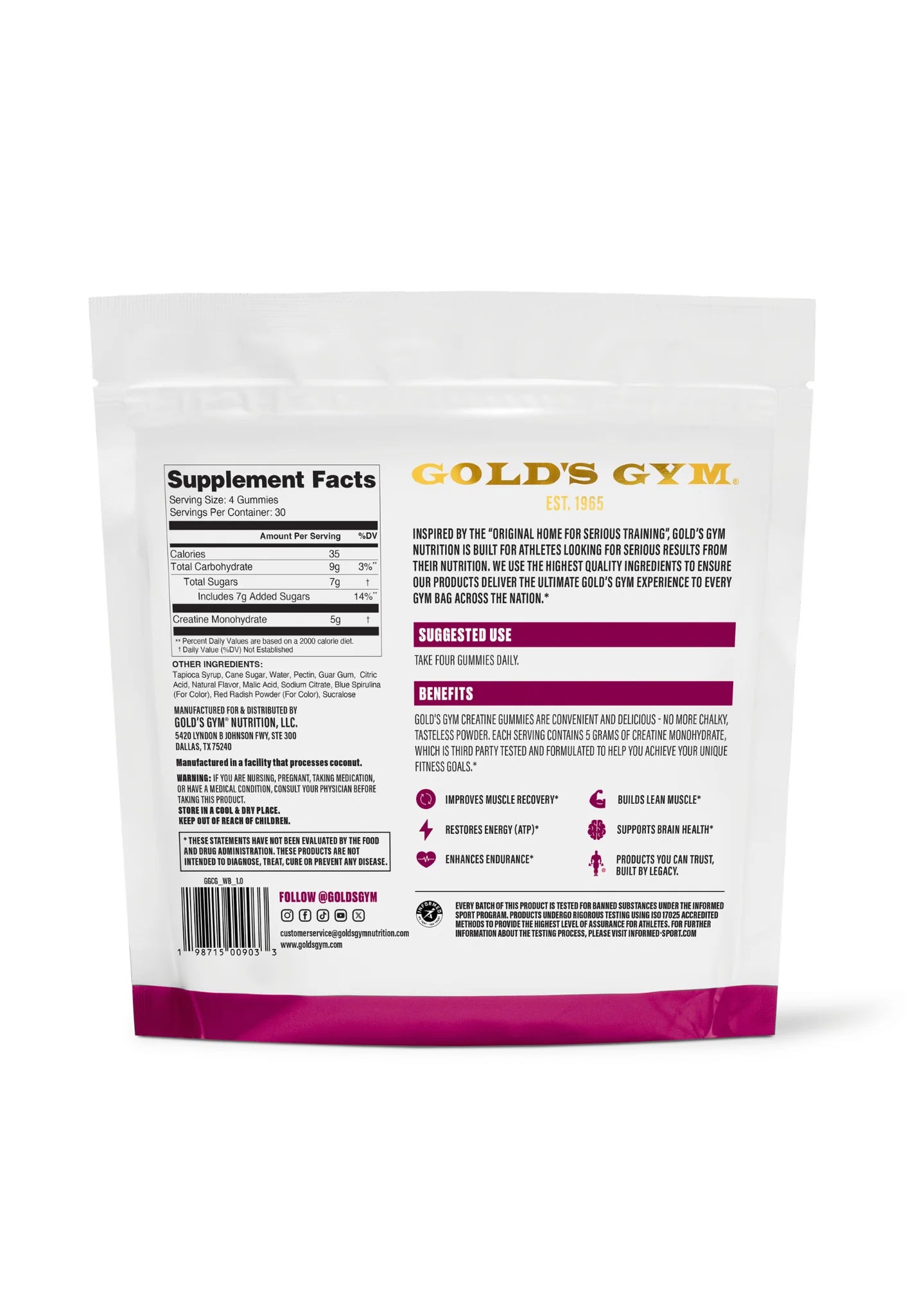 GOLD'S GYM CREATINE GUMMIES WILD BERRY
