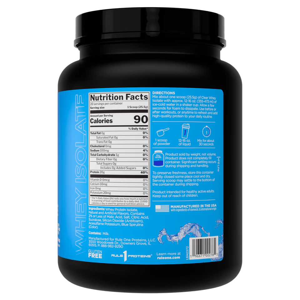RULE1 CLEAR WHEY ISOLATE BLUE RASPBERRY