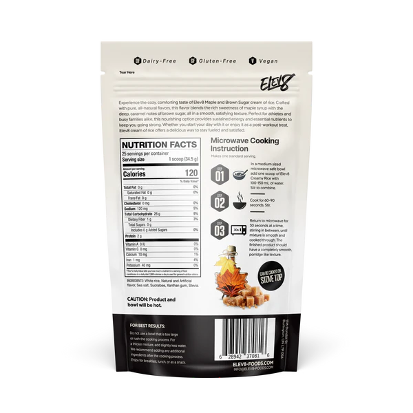 ELEV 8 CREAMY RICE MAPLE AND BROWN SUGAR