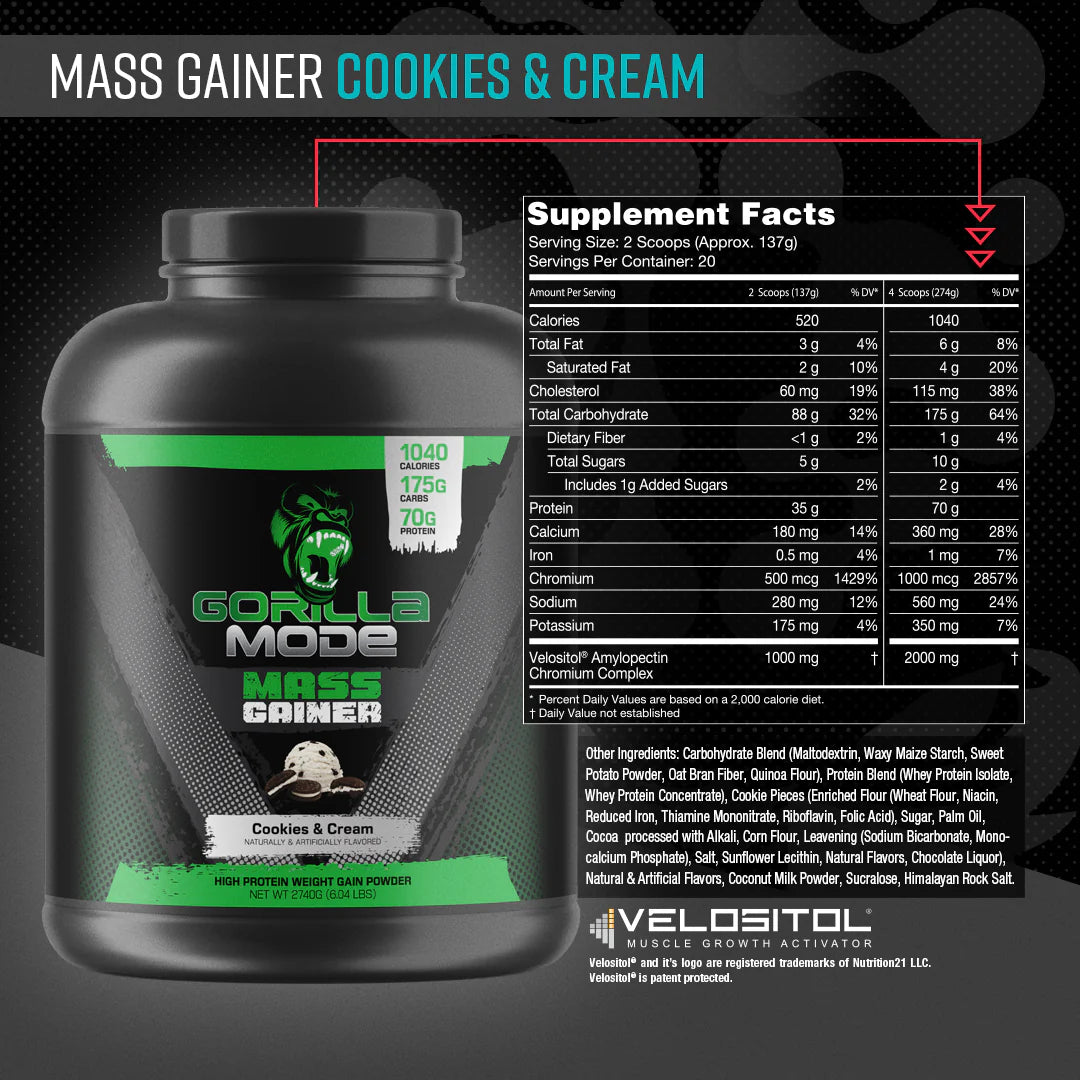 GORILLA MODE MASS GAINER COOKIES AND CREAM