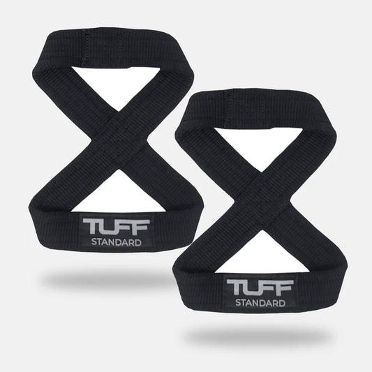 TUFF Figure 8 Lifting Straps | Heavy Duty Weightlifting Straps- Black