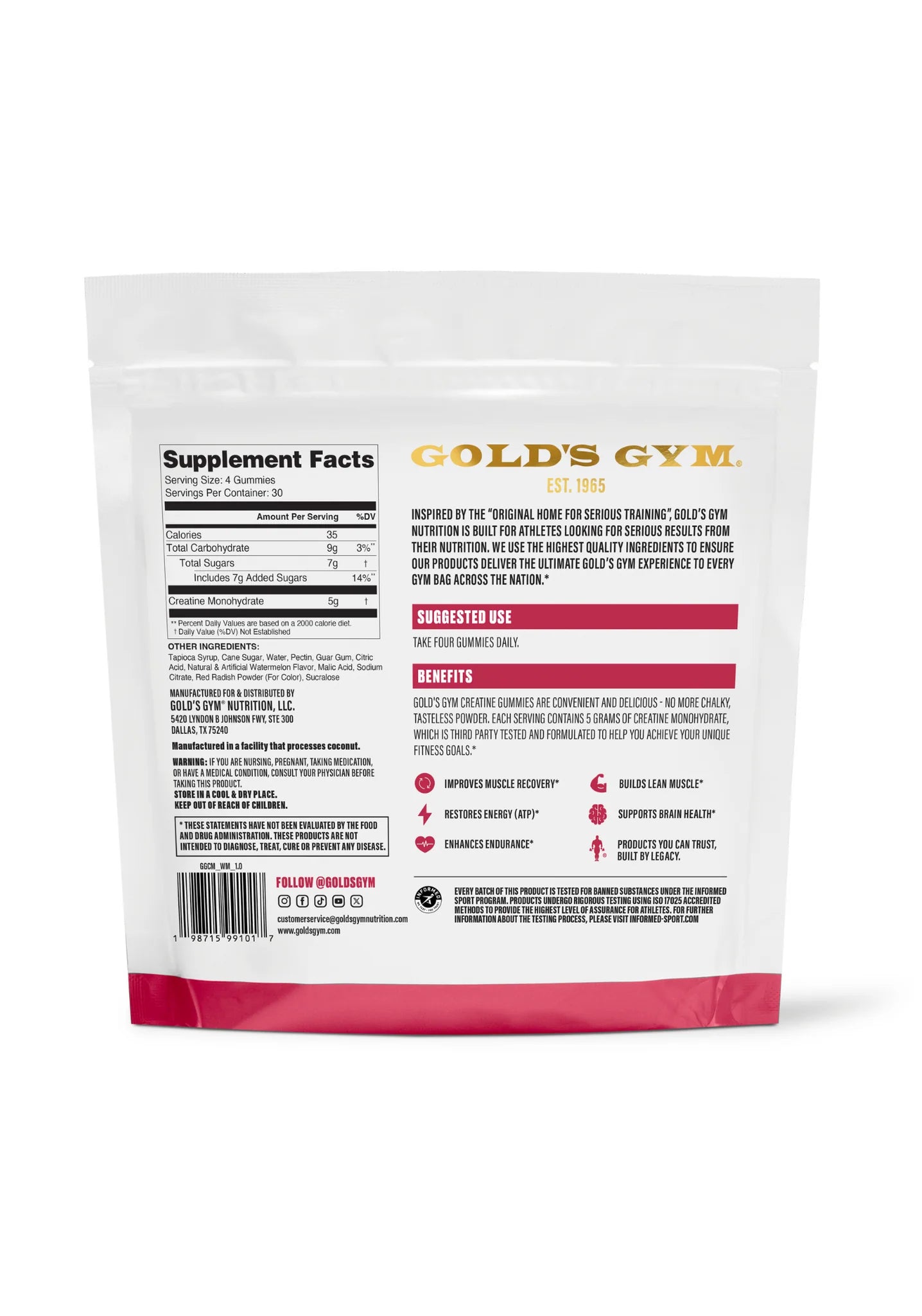GOLD'S GYM CREATINE GUMMIES WATERMELON